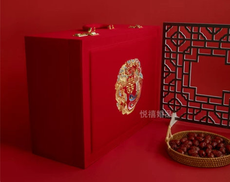 手提中式刺绣龙凤新娘陪嫁箱可放夏被加棉薄被...