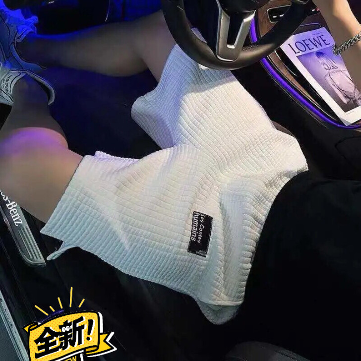 网红短裤男潮流夏季外穿宽松休闲华夫格五分裤...