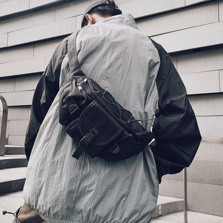 日系胸包男潮牌ins夏季单肩斜挎包学生运动...