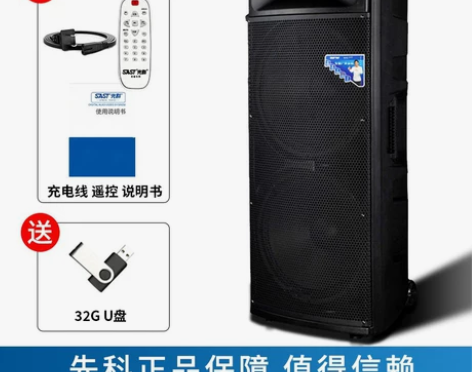 先科双15寸户外大功率广场舞音响便携舞台婚...