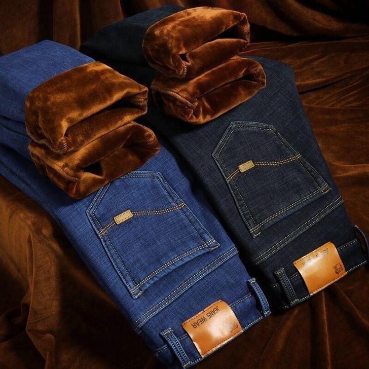 包邮清仓特价@加绒裤子男士休闲牛仔裤男秋冬...