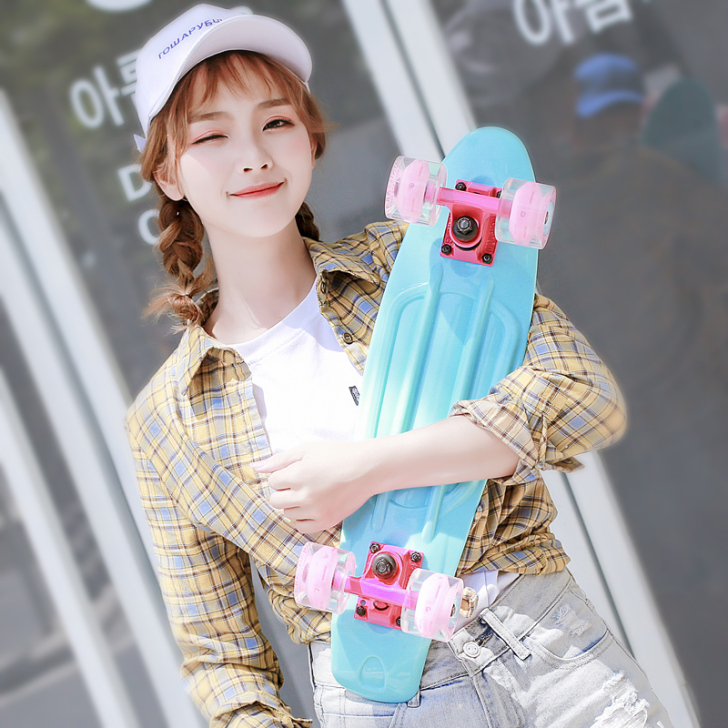 小鱼板滑板女生成人儿童青少年初学者刷街代步...