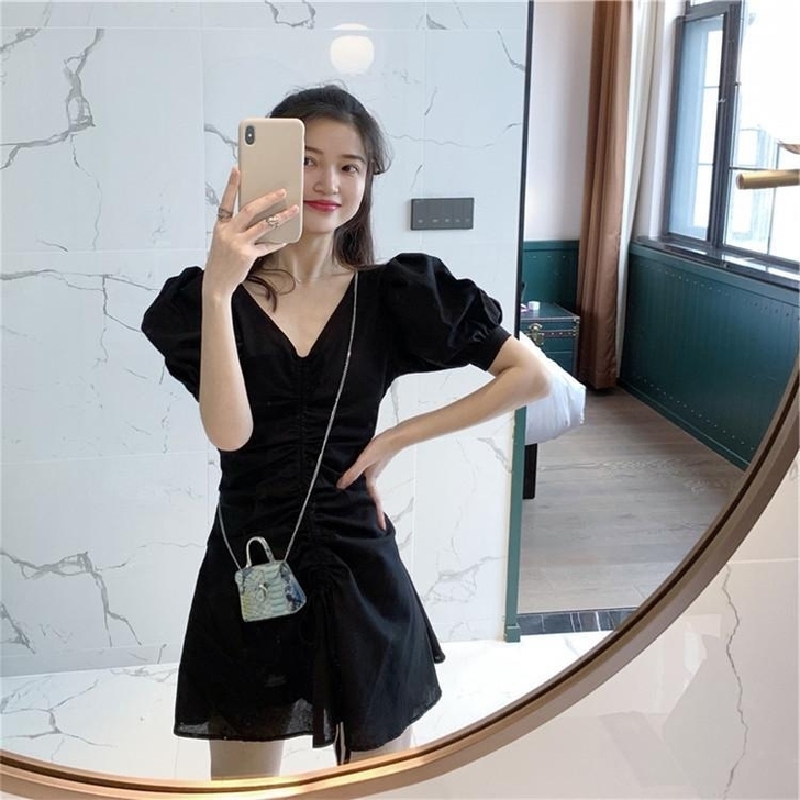 智熏法式桔梗初恋小众裙子仙女超仙森系收腰显...