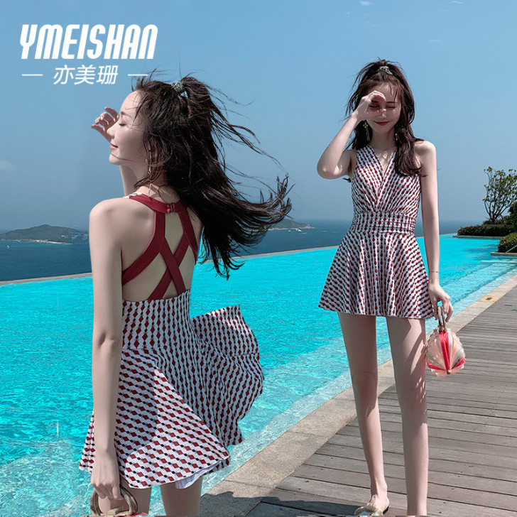 亦美珊泳衣女遮肚显瘦温泉女士连体保守小胸2...