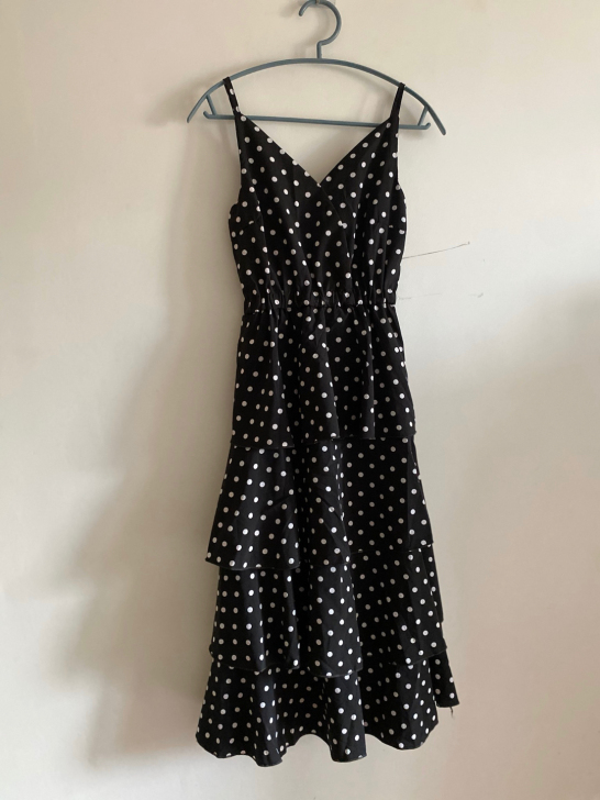 波点连衣裙 吊带裙 海边度假风 蛋糕裙 瘦...