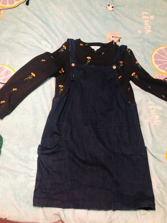 欧尚尼 春秋吊带长裙L码,洗过一次,9...