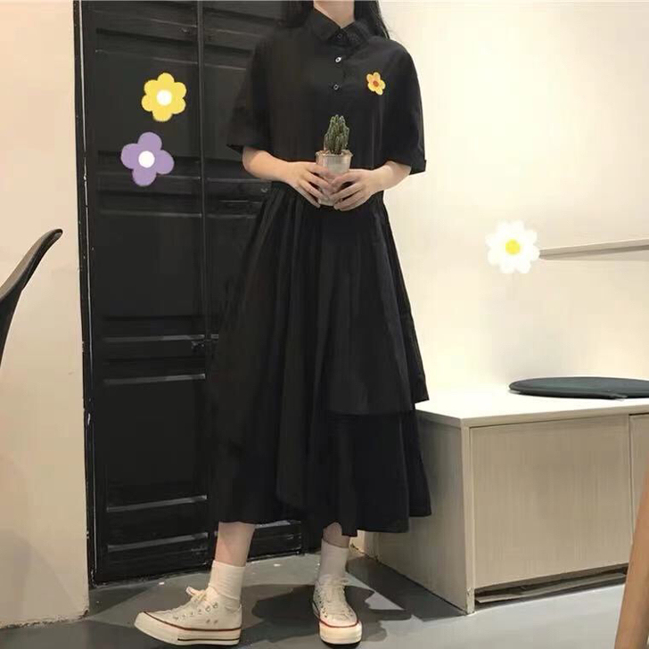 线下实体清仓特价包邮 小黄花黑色连衣裙