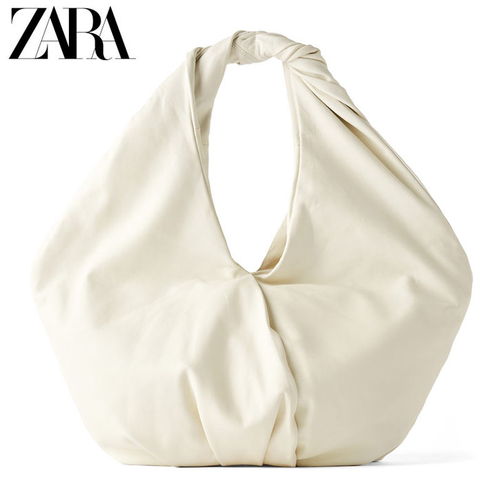 ZARA【打折】女包 裸色椭圆形羊皮革单肩...