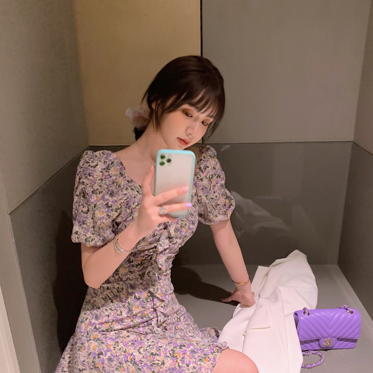林珊珊碎花吊带连衣裙女夏季仙女超仙森系气质...