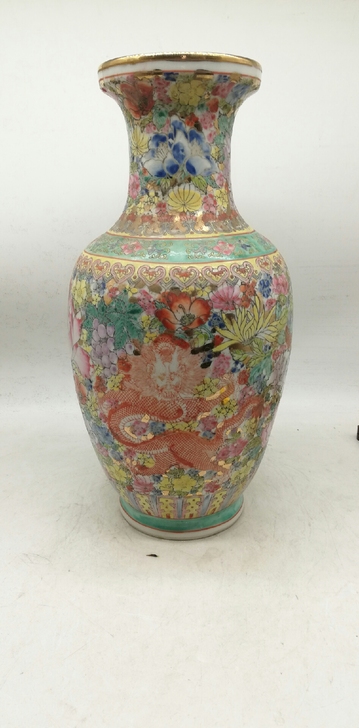 50年代新粉彩手绘大花瓶