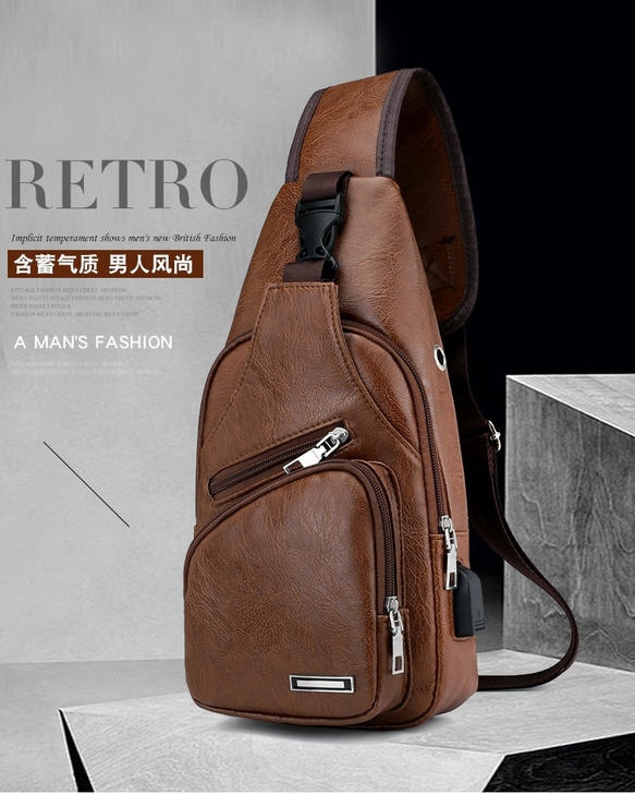 精品男包质感男士胸包休闲单肩包商务斜挎包韩...