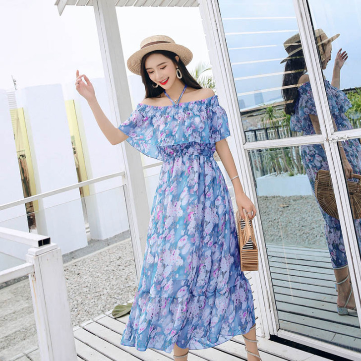 高腰显瘦波西米亚连衣裙