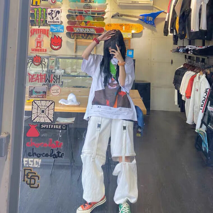 EATTHENIGHT白色工装裤子出出出！