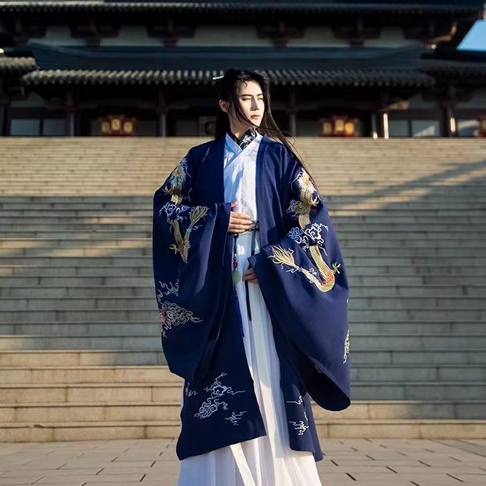 风雅司制原创腾渊大氅龙纹现货宋男大袖绣花汉...