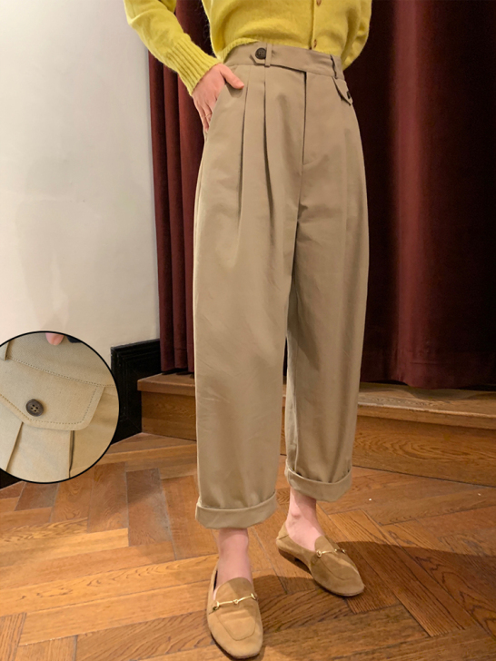 韩版春夏季裤子女2021设计感小众宽松百搭...