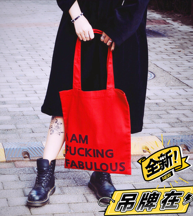 设计师帆布包全新正红色字母