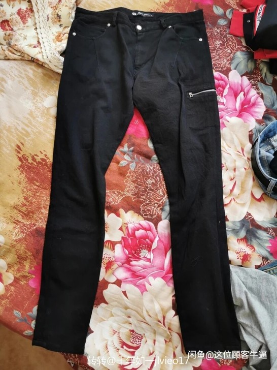 高街暗黑拉链飘带牛仔裤