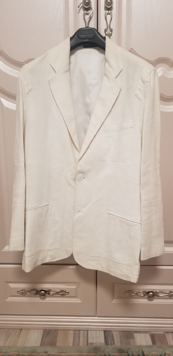 杰克琼斯白色亚麻西服,180/100A,闲...