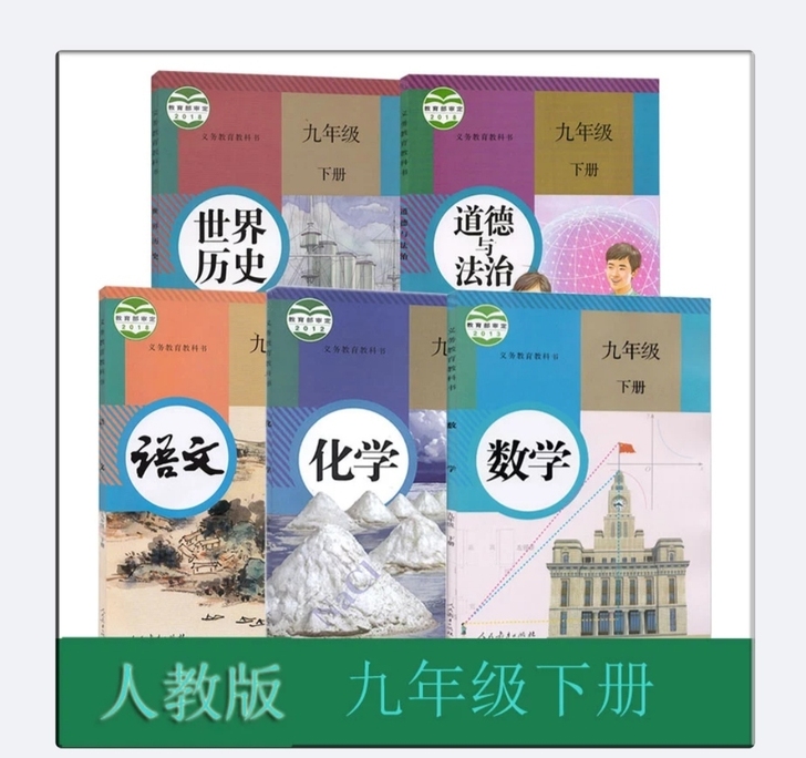 二手正版的初三九年级下册语文数学化学政治历...