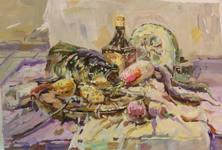 4K水粉画，在校临摹作品，色扑得很厚，也可...