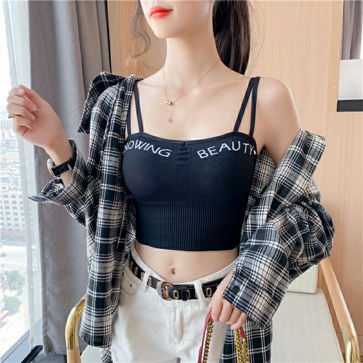 秋季2021新款V领美背运动背心外穿打底内...