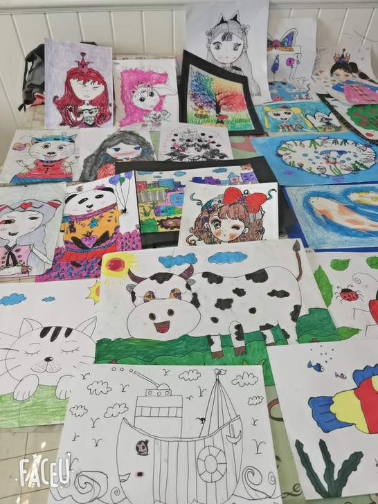 包邮儿童画，油画棒画，水彩画，线描画，自家...