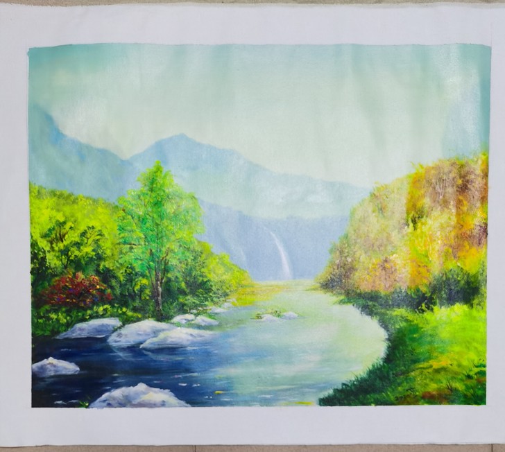 全手工画，全新不带框，材料油画布炳稀颜料，...