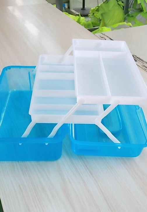 全新加厚三层五金工具箱家用美术箱收纳水粉塑...