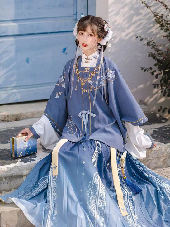 池夏:玉雪香 明制短衫百褶裙三件套原创改良...