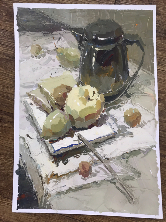 8k水粉画 ，水粉静物画成品，现货无签名，...