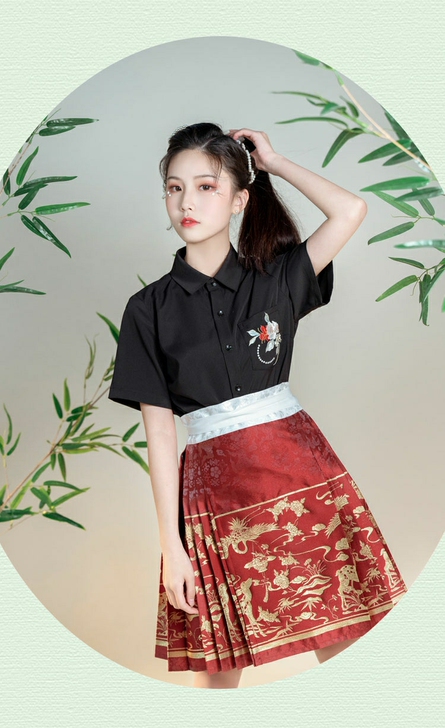 南雅集汉服织金短马面