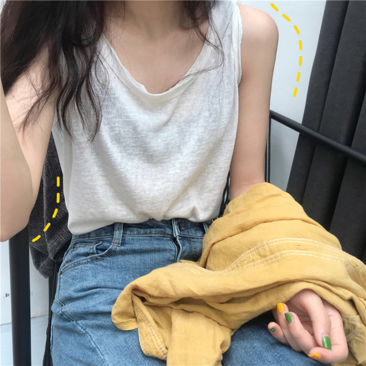 韩版百搭宽松白色内搭背心吊带女2020新款...
