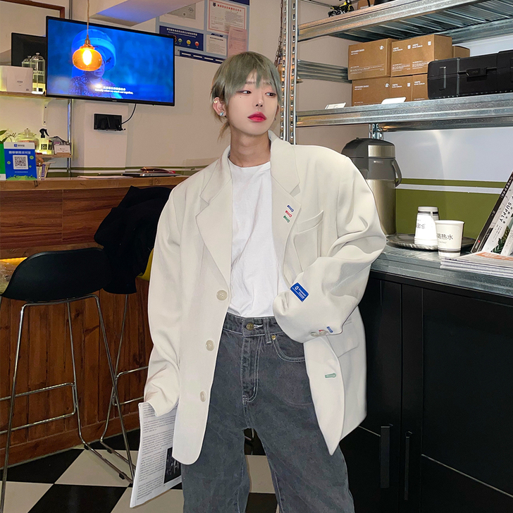 Leman金俊 西服男潮牌ins宽松休闲帅...