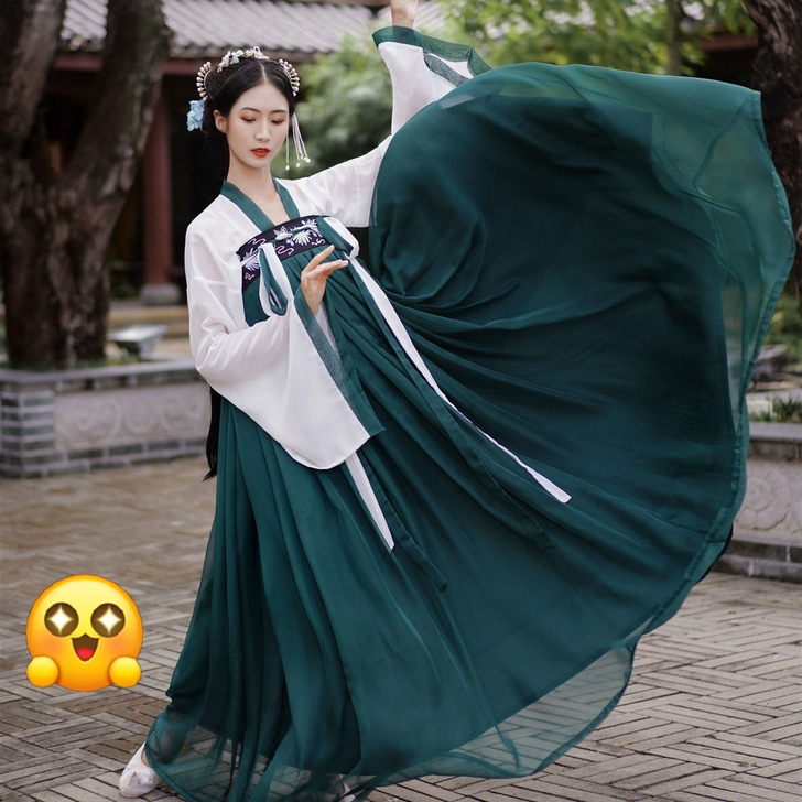 白菜价改良汉服女学生古装长款大袖齐胸襦裙汉...