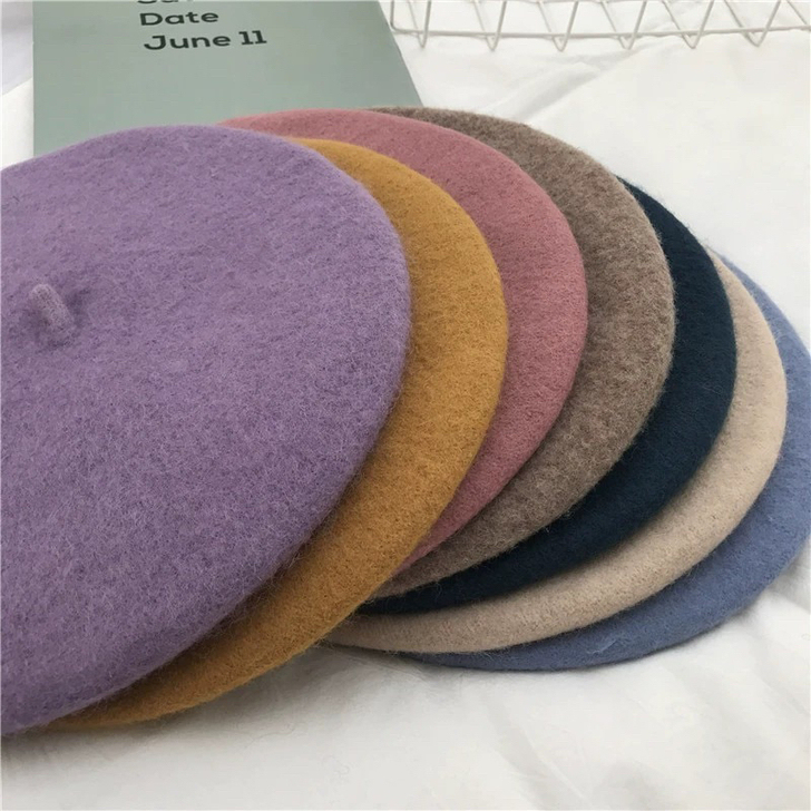 羊绒贝雷帽，浅灰色，姜黄色，蓝色，商场撤柜...