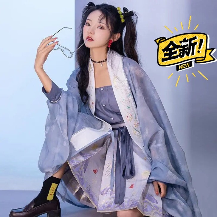 重回汉唐天在水原创汉服女明制对襟衫短马面裙...