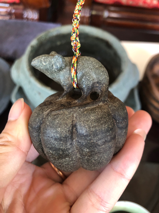 迷你版青石老鼠南瓜秤砣茶宠镇纸石摆件茶室文玩