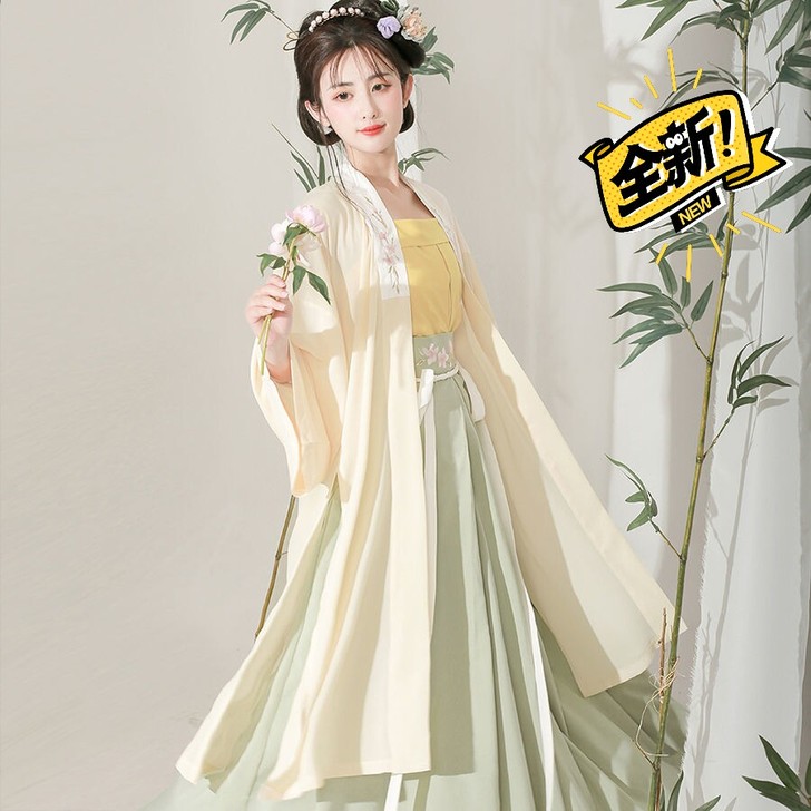 原创正版汉服女学生古装衣服宋制齐腰襦裙三件...