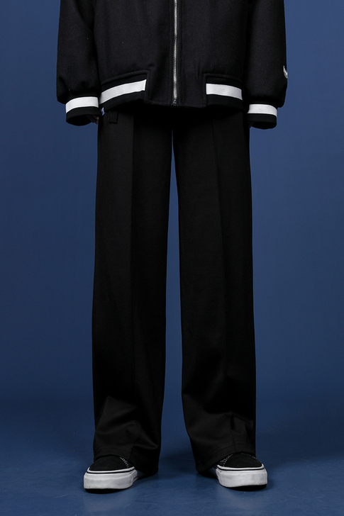 黑色休闲西装裤女直筒宽松拖地高腰显瘦显高2...