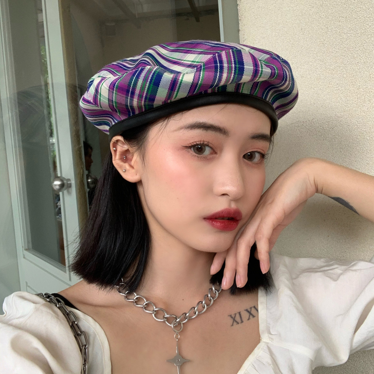 英伦风格子贝雷帽，全新，这个配色超级好看，...