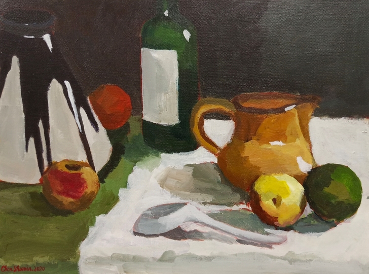 纯手工静物丙烯画