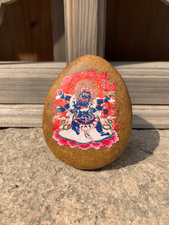 手工鹅卵石制作鹅卵石头画临摹古代画博古架茶...