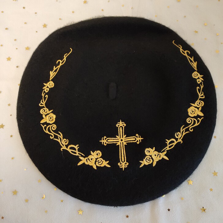 日系软妹lolita黑色哥特式贝雷帽画家帽...