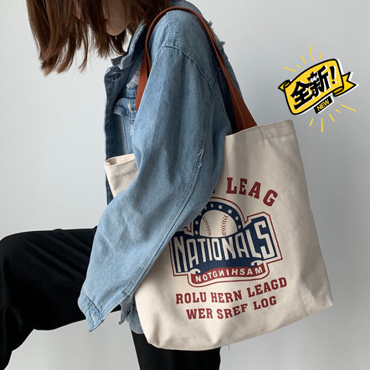 包包女2021新款学生韩版单肩帆布包大容量...