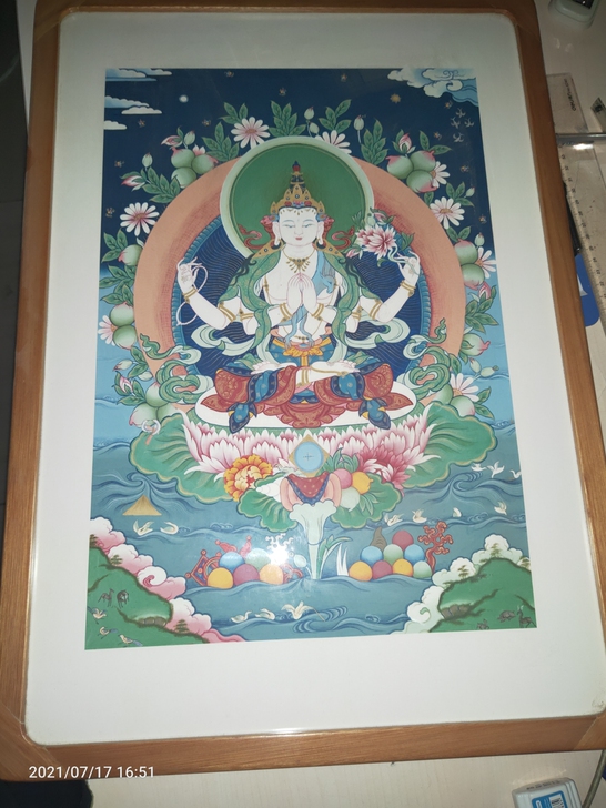 藏教菩萨画5539cm.木质画框！无瑕疵！...