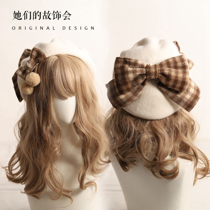 日系贝雷帽2020年新款英伦时尚复古大蝴蝶...