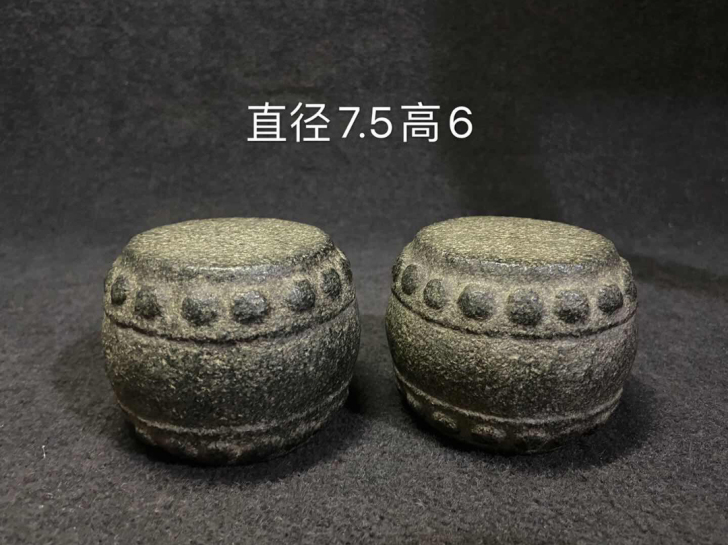青石石鼓香具镇纸茶宠石权石雕案头文房
