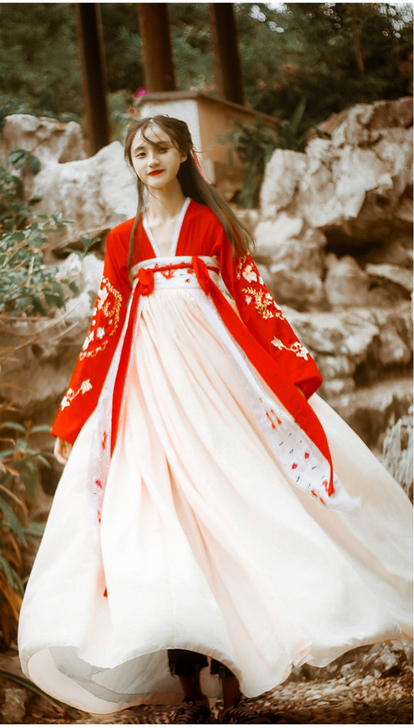 全新汉服女改良元素飘逸中国风古装锦鲤襦裙超...