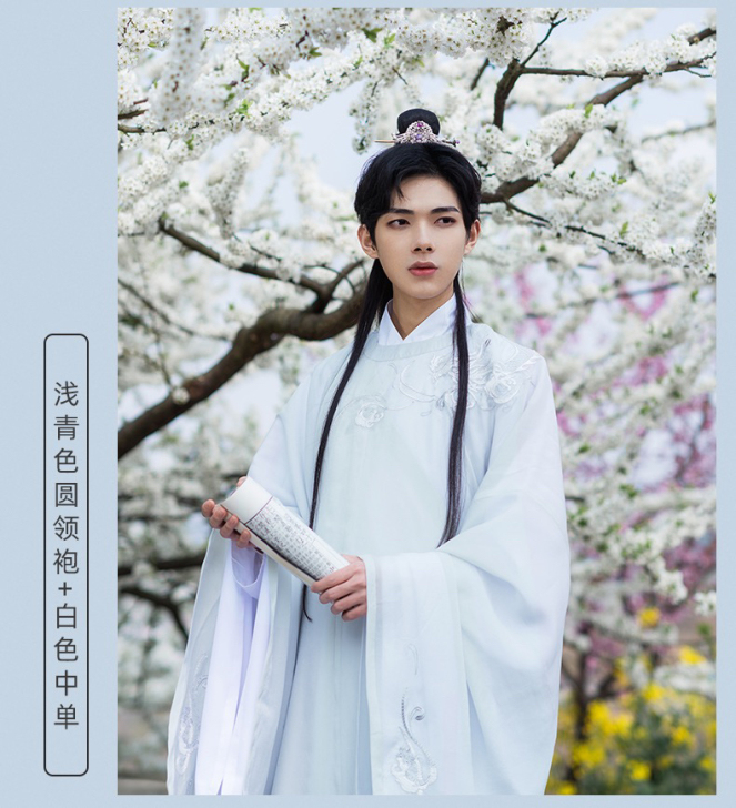 如梦霓裳原创春季汉服男大袖圆领袍清越中国风...