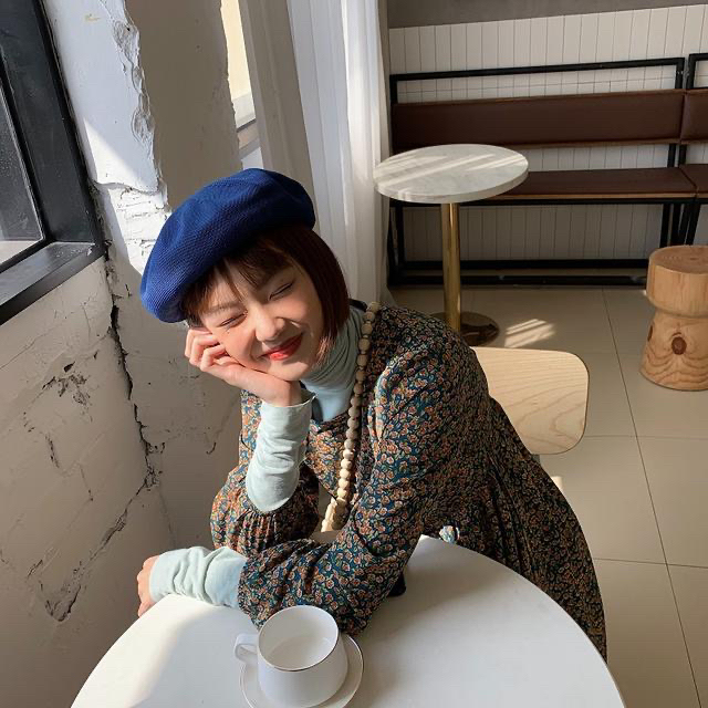 帽子 贝雷帽  宝蓝色～